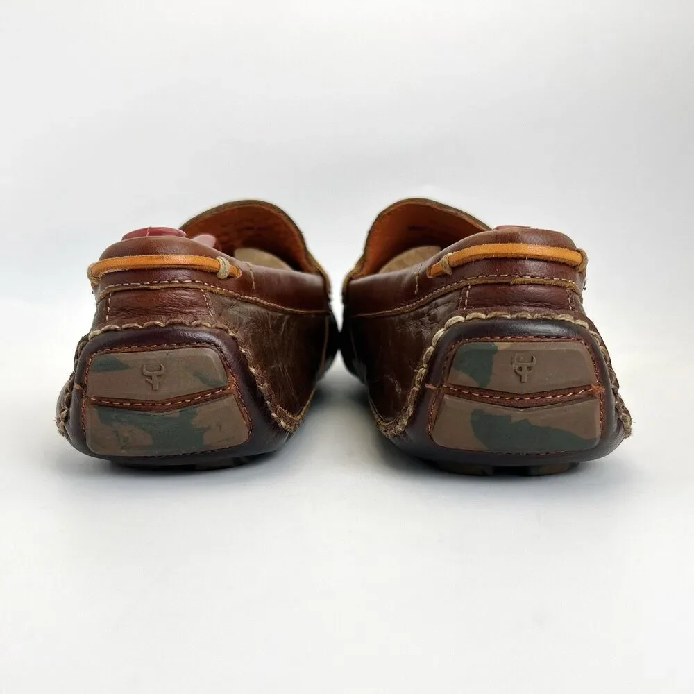 Trask Derek Brown Bison Leather Driving Shoes Penny Loafers Moccasins Mens 10.5